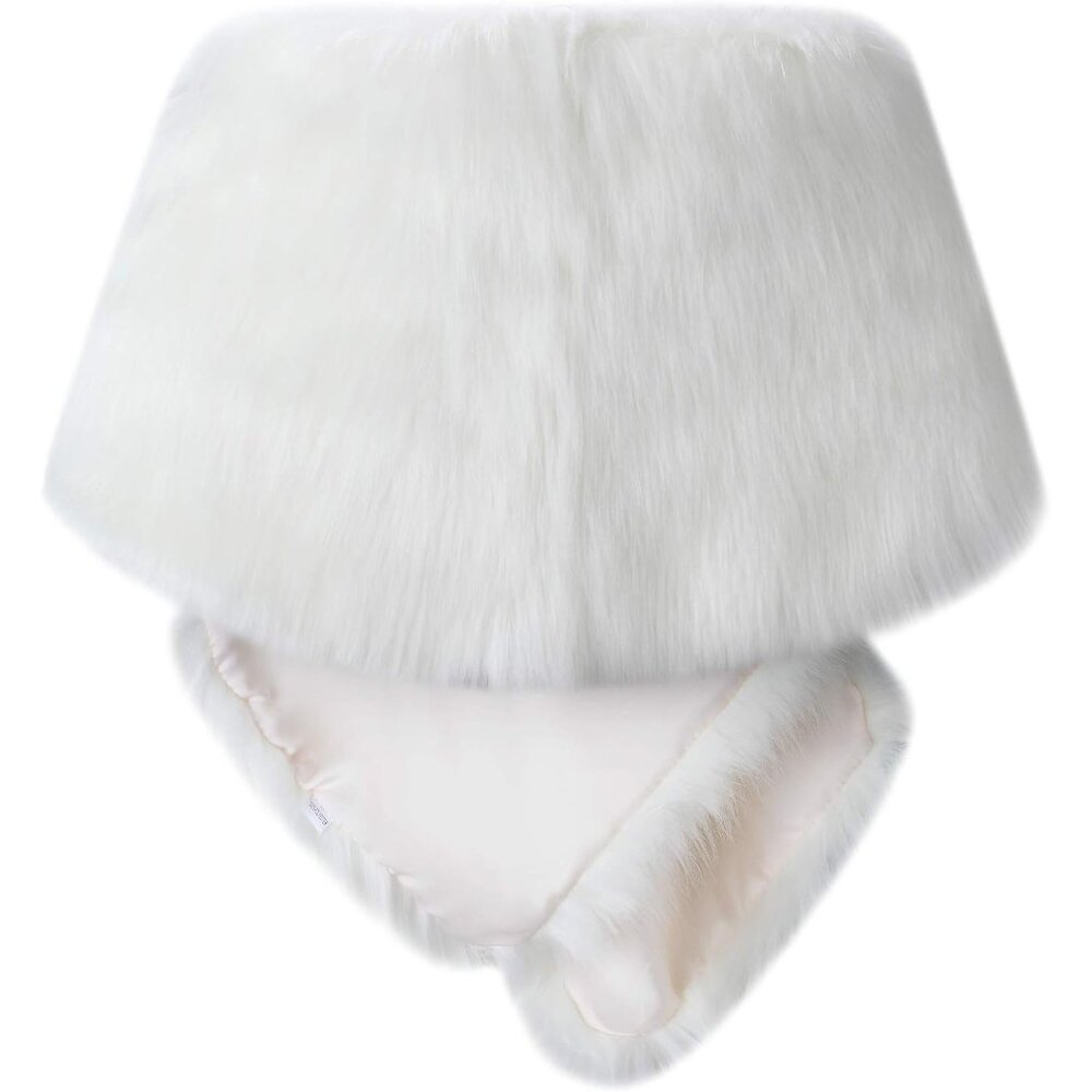 Women Luxury Faux Fur Coat Jackets Wrap Cape Shawl for Wedding Party - Picture 2 of 9